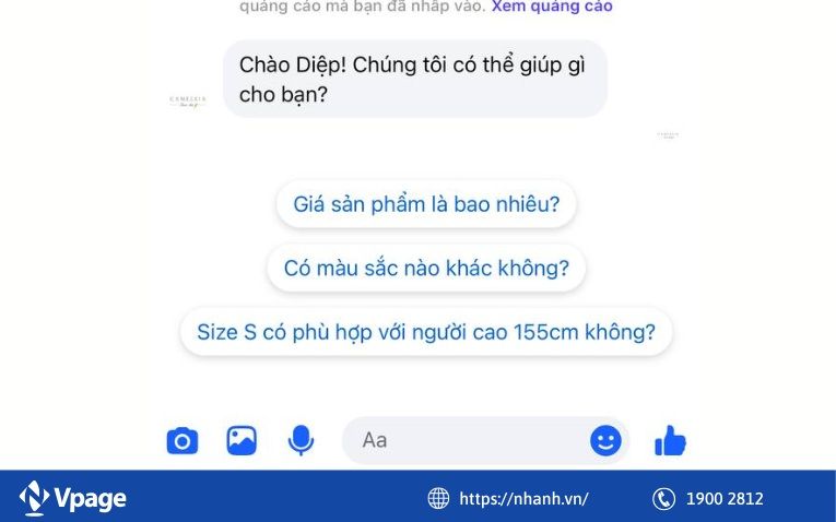 Lợi ích của nút bắt đầu, menu trong Messenger